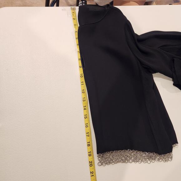 Zara Black Keyhole Long Sleeve Cropped Chain Blouse Size Medium Grunge Edgy - Picture 7 of 7